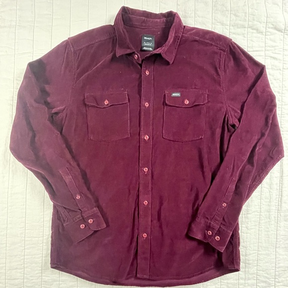RVCA Other - RVCA Burgundy Regular Fit Corduroy Shirt Men’s Medium
